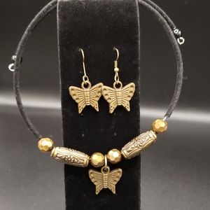 Butterfly Choker style Necklace Earring set